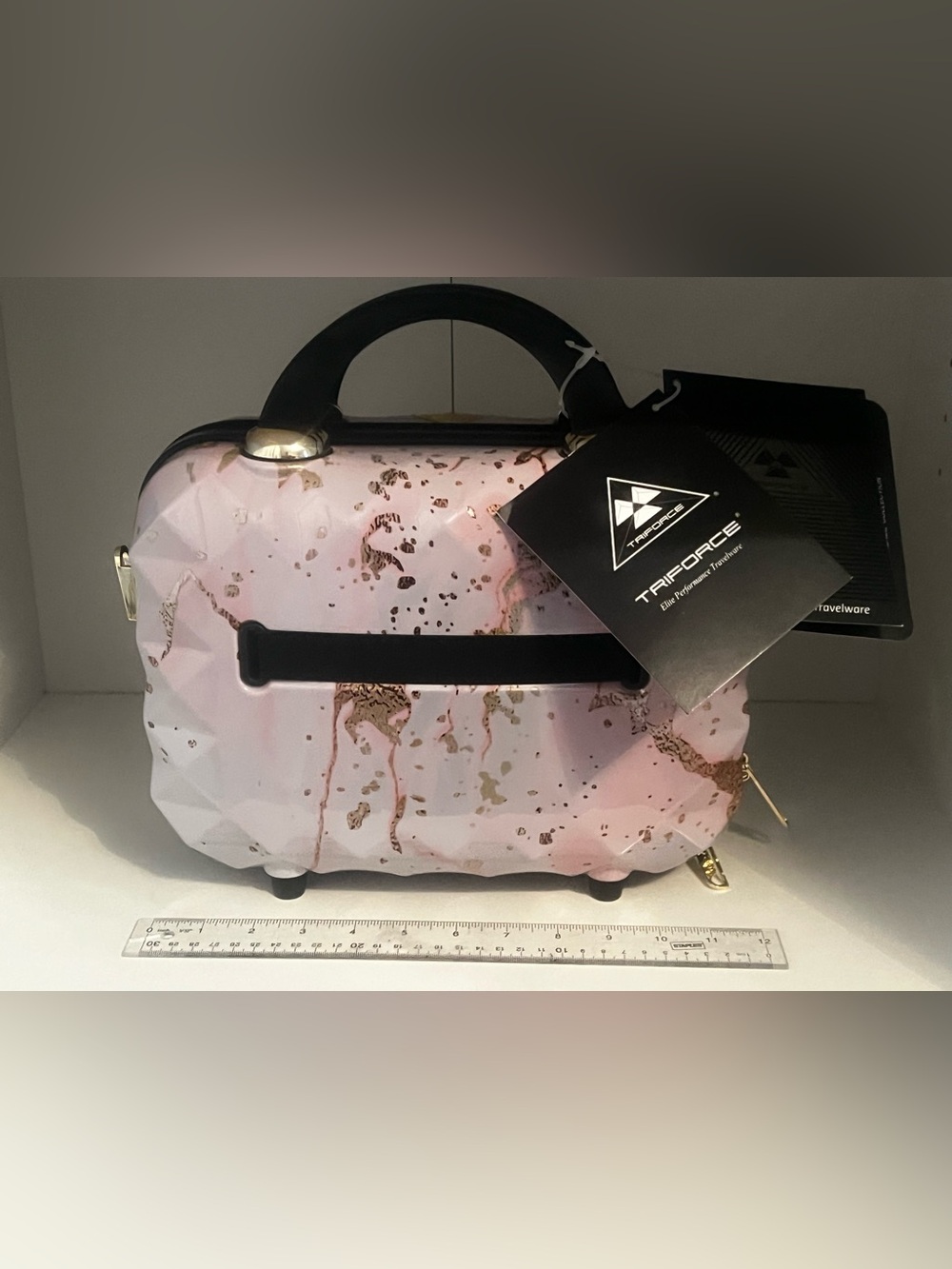 TRIFORCE Pink Marble Hard-Shell Travel Cosmetic Case